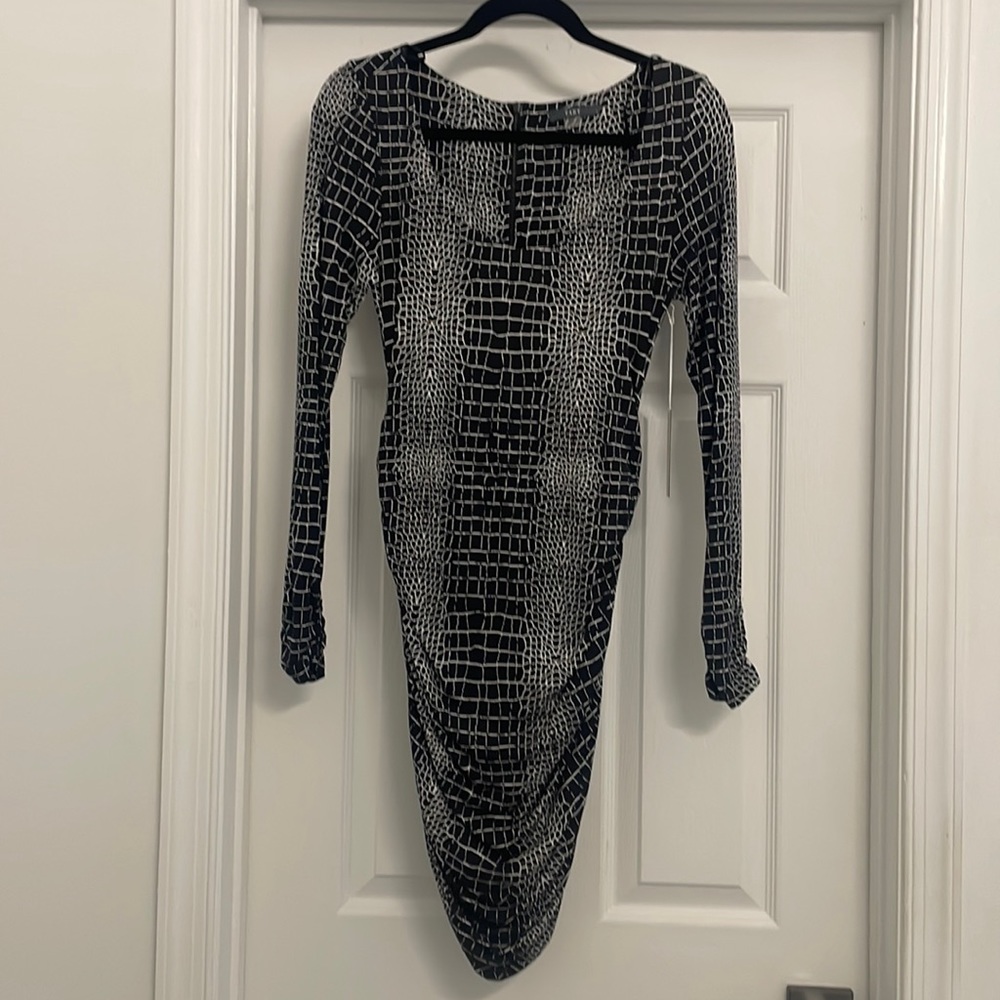 TART Collection black and white printed dress with side ruching